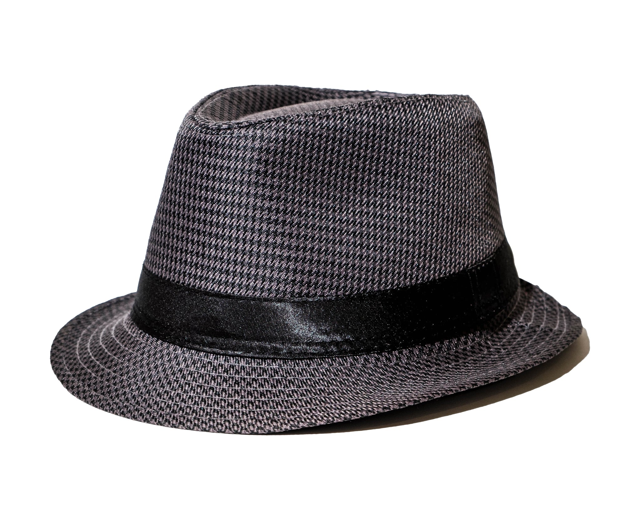 Chokore Fedora Hat in Houndstooth Pattern (Dark Grey)