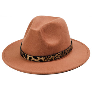 Chokore Chokore Fedora Hat with Leopard Belt (Beige) Chokore Fedora Hat with Leopard Belt (Beige) 