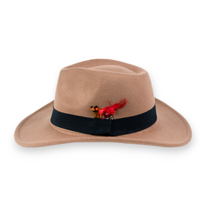 Chokore Chokore Cowboy Hat with Feather Details (Khaki) Chokore Cowboy Hat with Feather Details (Khaki) 