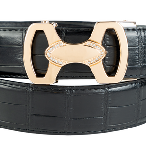 Chokore Chokore Crocodile Pattern Leather Belt (Black & Gold) Chokore Crocodile Pattern Leather Belt (Black & Gold) 