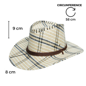 Chokore  Chokore Vintage Wide-Brim Plaid Cowboy Hat (Off-White) 