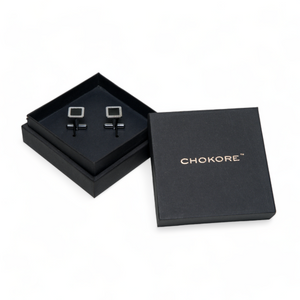 Chokore Chokore Textured Square Cufflinks (Black) Chokore Textured Square Cufflinks (Black) 