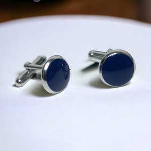 Chokore  Chokore Round Silver Cufflinks (Blue) 