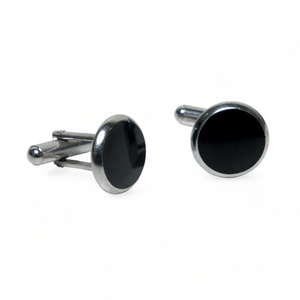 Chokore  Chokore Round Silver Cufflinks (Black) 