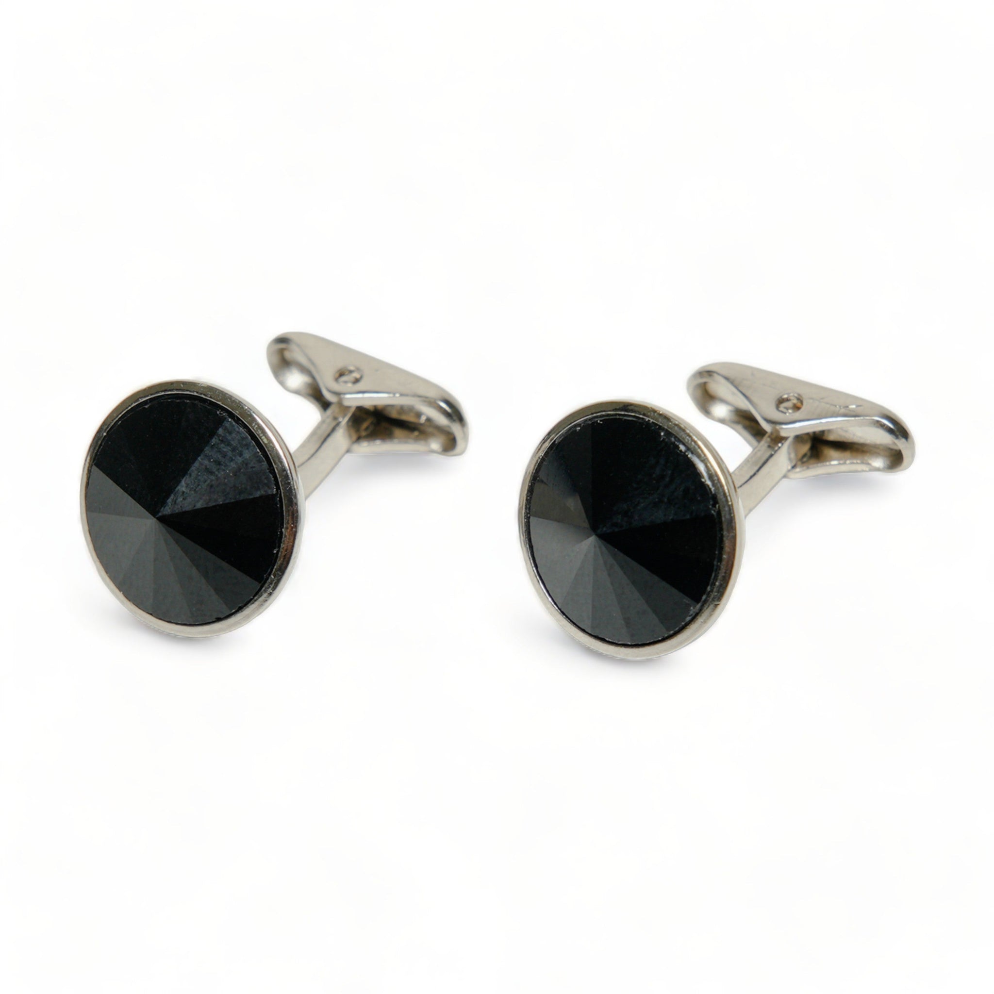 Chokore Silver Crystal Cufflinks (Black)