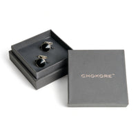 Chokore Chokore Silver Crystal Cufflinks (Black)