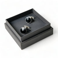 Chokore Chokore Silver Crystal Cufflinks (Black)