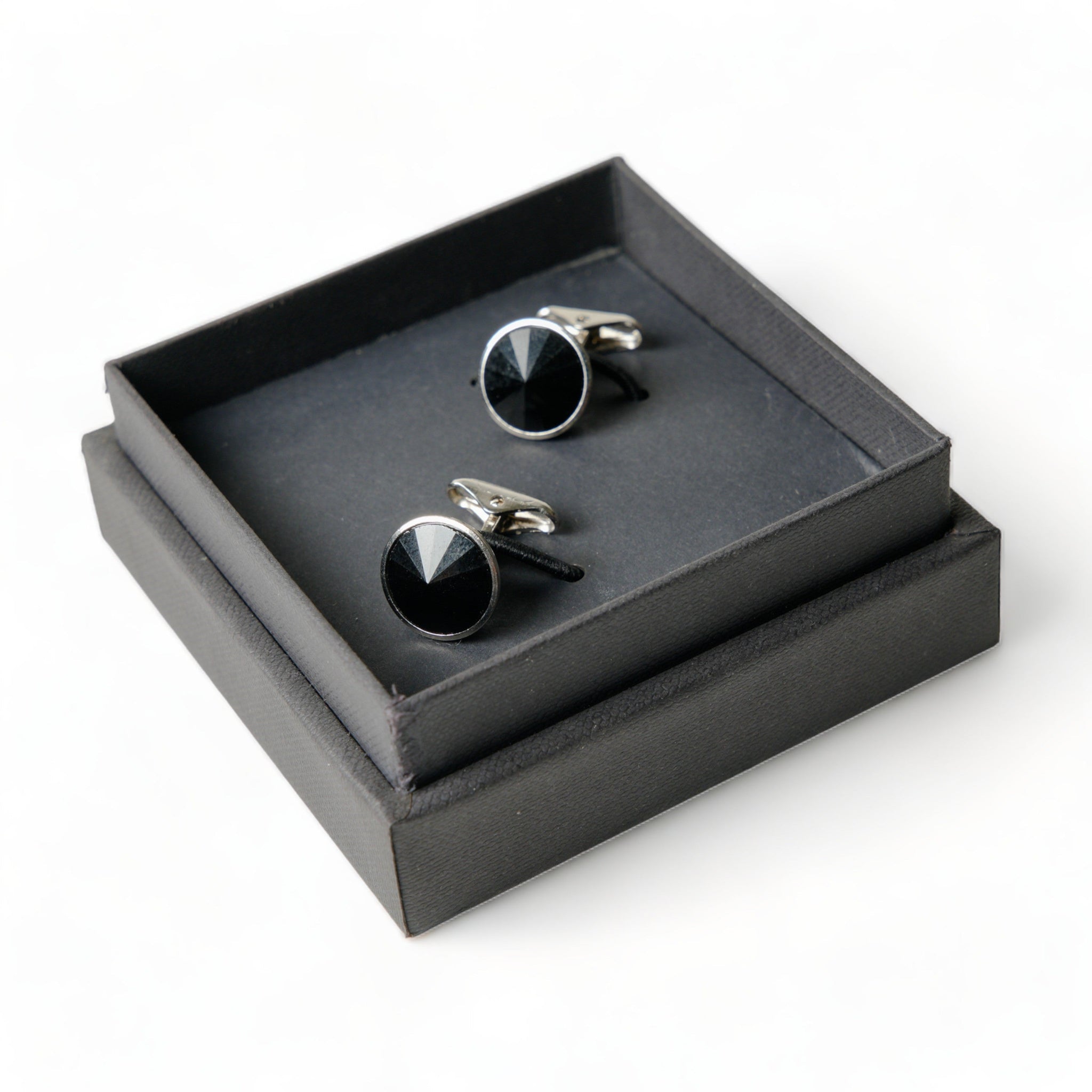 Chokore Silver Crystal Cufflinks (Black)