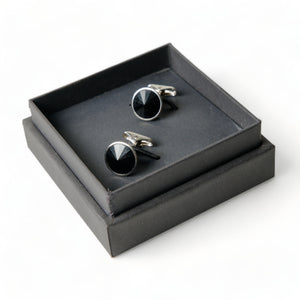 Chokore Chokore Silver Crystal Cufflinks (Black) Chokore Silver Crystal Cufflinks (Black) 