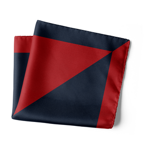 Chokore  Chokore 2-in-1 Red & Navy Blue Silk Pocket Square - Solid Range 