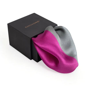 Chokore  Chokore 2-in-1 Magenta & Gray Silk Pocket Square - Solid Range 