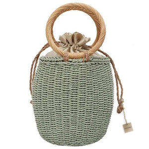 Chokore Chokore Straw Pot-shaped Bag (Green) Chokore Straw Pot-shaped Bag (Green) 