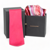 Chokore Chokore Special 2-in-1 Gift Set for Him (Solid Pink Necktie & Jaipur Pocket Square)