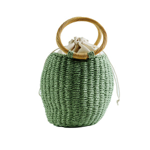 Chokore Chokore Straw Pot-shaped Bag (Green) Chokore Straw Pot-shaped Bag (Green) 