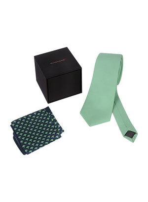 Chokore Chokore Sea Green color Silk Tie & Light Sea Green & Navy Blue Silk Pocket Square set Chokore Sea Green color Silk Tie & Light Sea Green & Navy Blue Silk Pocket Square set 